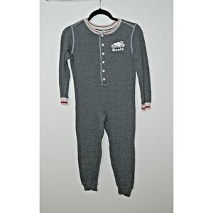 Roots Pajama Kids Unisex Cabin Long John‎ Size Large  Gray Waffle Knit One Piece